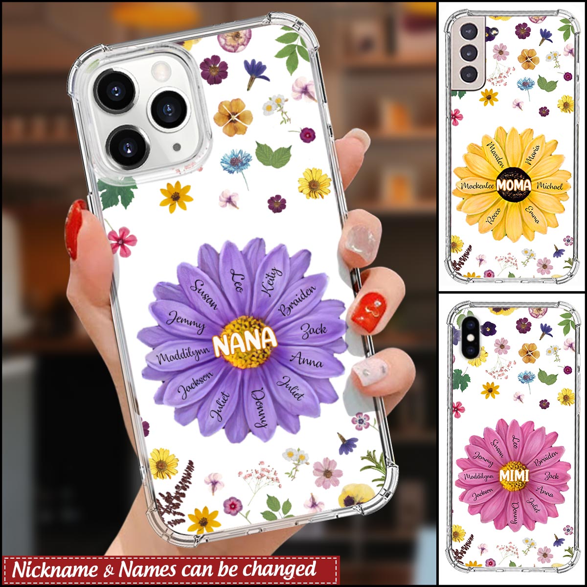 Personalized Mother's Day Gift For Grandma Mom Flower Birthday Gift Space Phone case