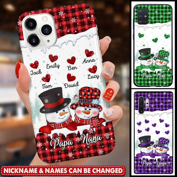 Christmas Snowman Nana Papa Dad Mom Sweet Heart Kids Personalized Phone Case