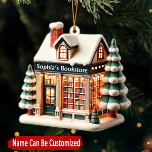 Warm Book Store Christmas Tree Personalized Ornament, Gift For Book Lover