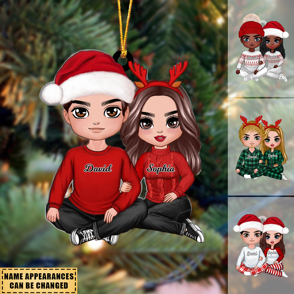 Doll Couple Sitting Together Since Christmas Pillow (Insert Included) -  Lailorp