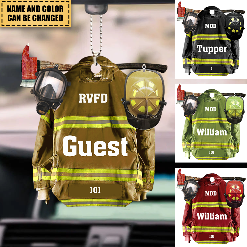 Firefighter Uniform - Personalized Car Ornament - Gift For Firefighters