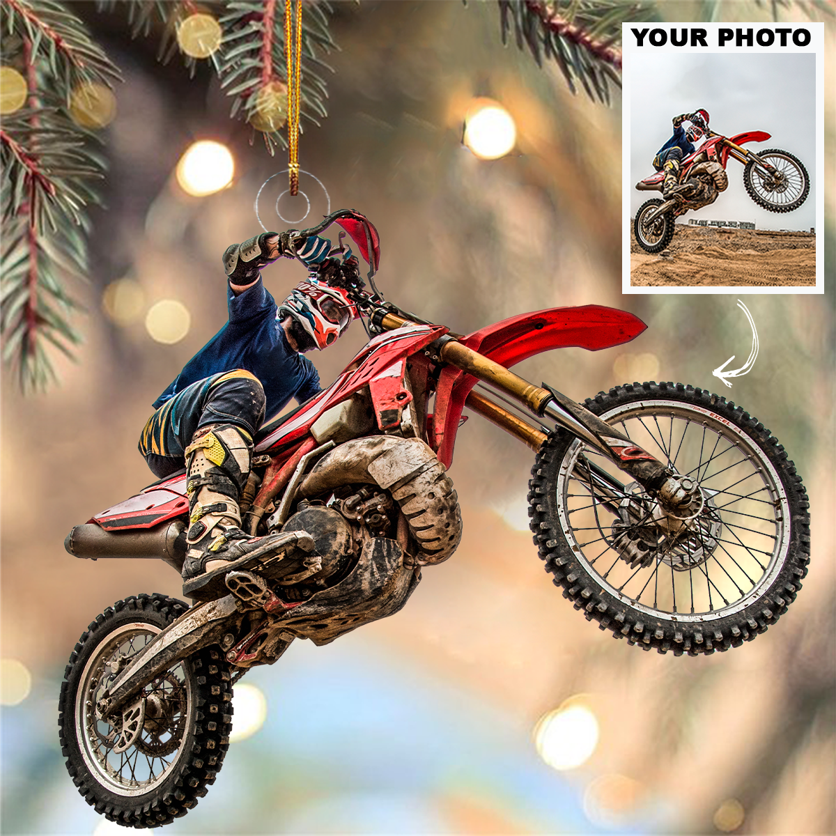 PERSONALIZED DIRT BIKE Boots Christmas Light Ornament - newsvips