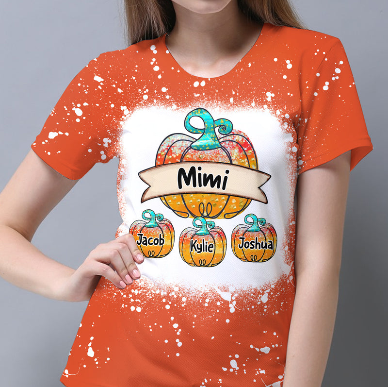 Personalized Pumpkin Customized Grandma Nana Mimi T-shirt Fall Autumn Halloween