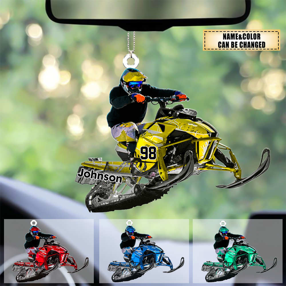 Personalized Snowmobile Rider Acrylic Ornament