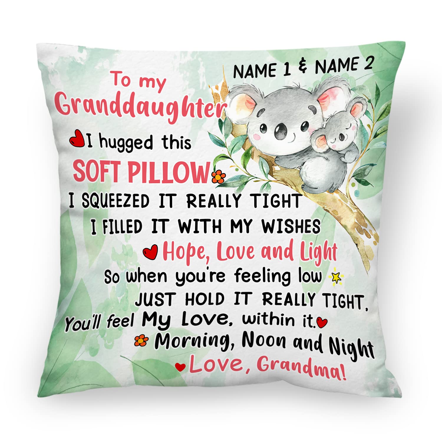 Personalized Granddaughter Grandson koala Hug This Pillow