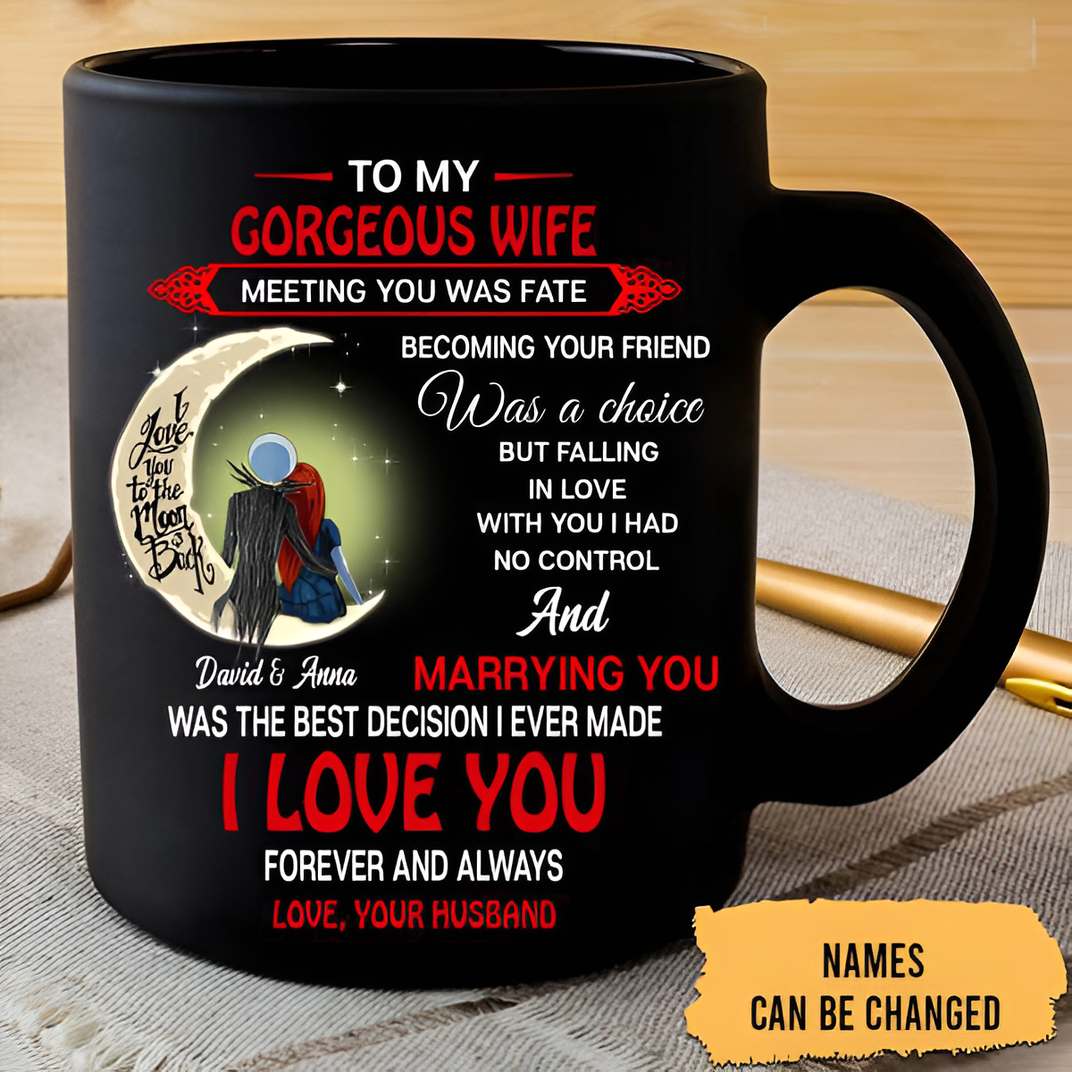 Custom Photo Color Changing Magic Mug, Valentines Day Gift for Him I Love  You to the Moon and Back, Unique Personalized Names Her Love 