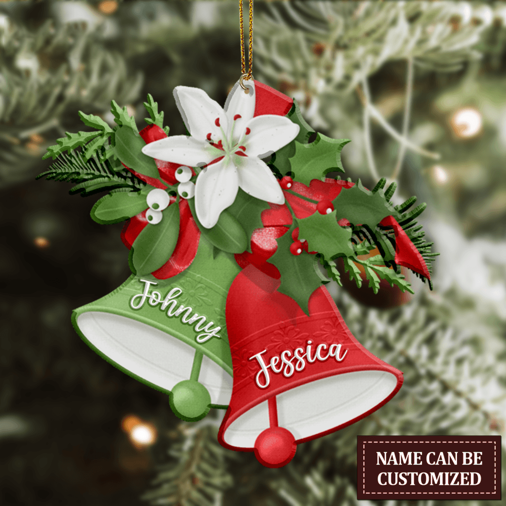 Christmas Bell Floral Personalized Ornament