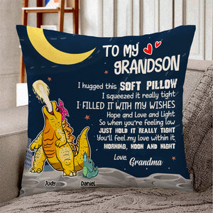 To My Grandson - Personalized Dinosaur Pillow - Gift For Mom/Grandma