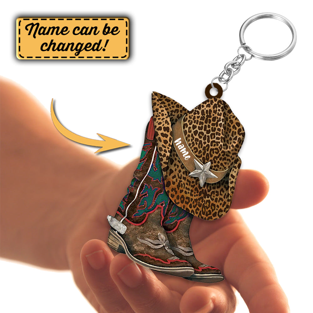 Personalized Boots And Hat Cowboy & Cowgirl Flat Acrylic Keychain