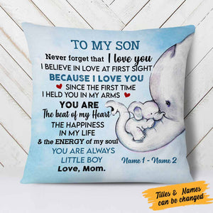 Personalized My Son Grandson Elephant Pillow