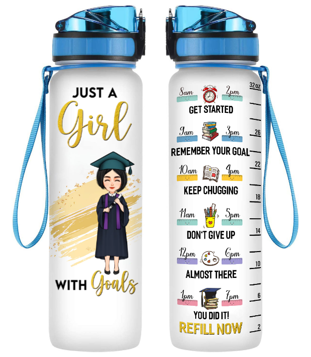 Drink Some Water Girl - Personalized Water Bottle With Time Marker