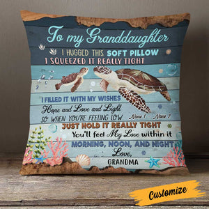 Personalized Turtle Granson Granddaughter Hug This Pillow