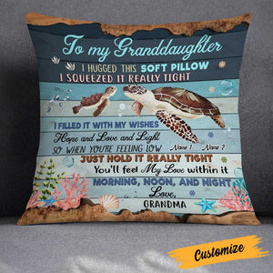 Personalized Turtle Granson Granddaughter Hug This Pillow