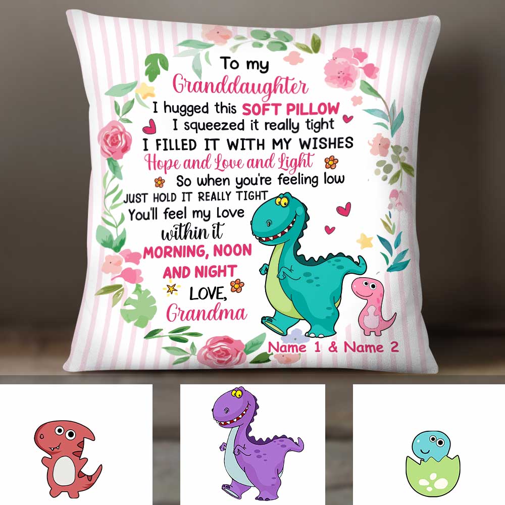 Personalized Dinosaur Mom Grandma To Daughter Granddaughter Hug This Pillow