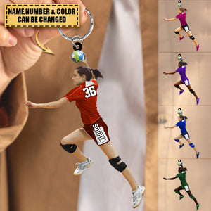 Personalized handball Player Girl handball Lover Acrylic Shaped Keychain