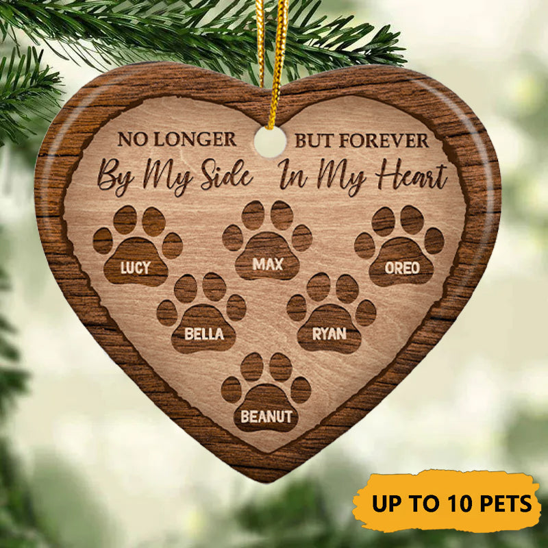 Dog Photo Christmas Ornament - Double Picture Pet Ornament - Paw Prints on  My Heart Ornament - Dog Memorial Ornament