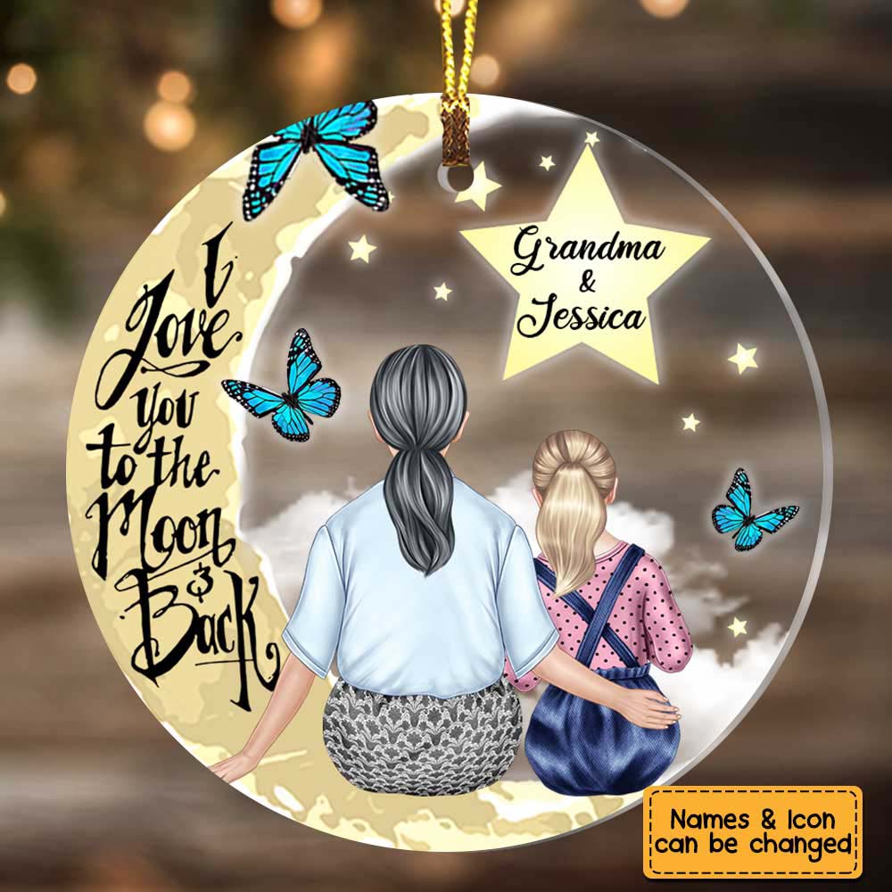 Grandma Love You To The Moon And Back Acrylic Circle Ornament