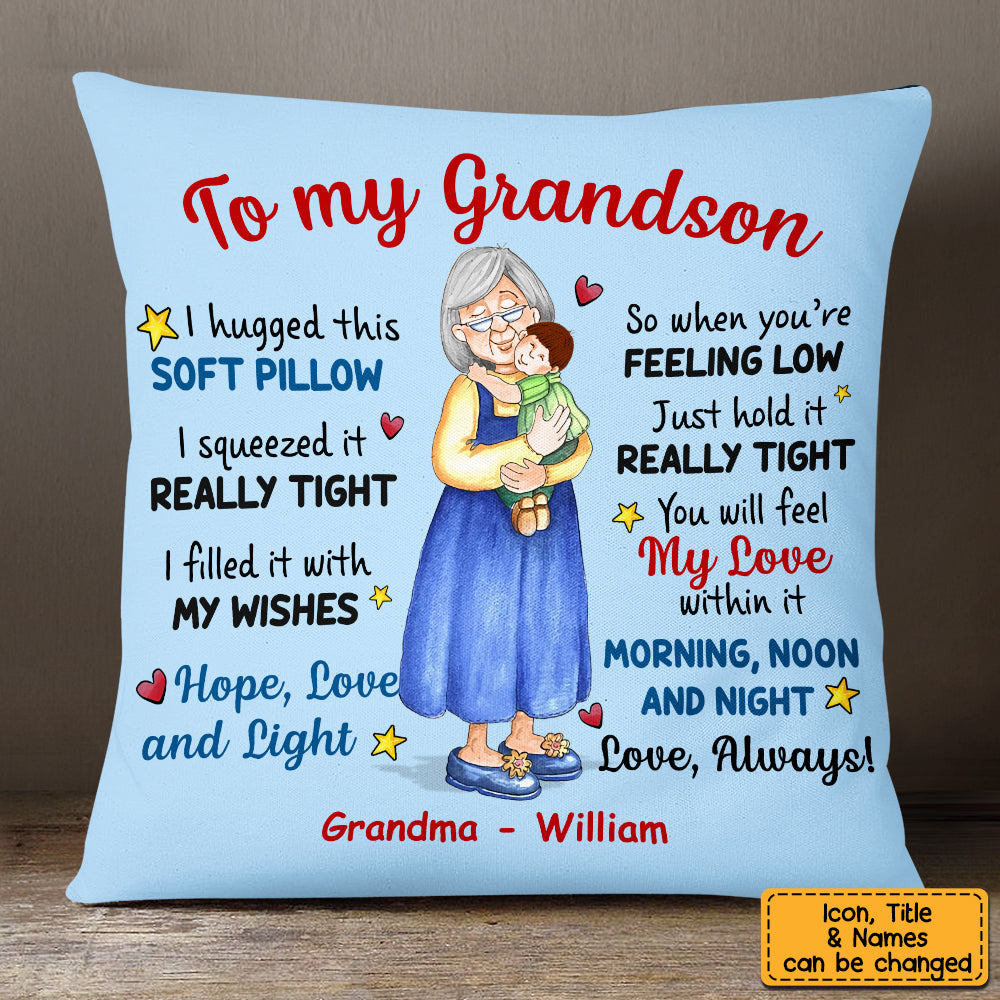 Perssonalized Grandma To My Grandson Hug This Pillow