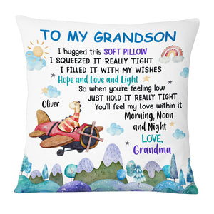 Personalized Grandson Dinosaur Hug This Pillow