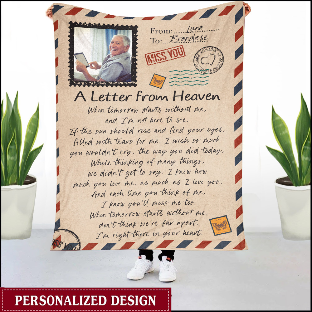 (Photo Inserted) A Letter From Heaven - Personalized Blanket - Loving ...