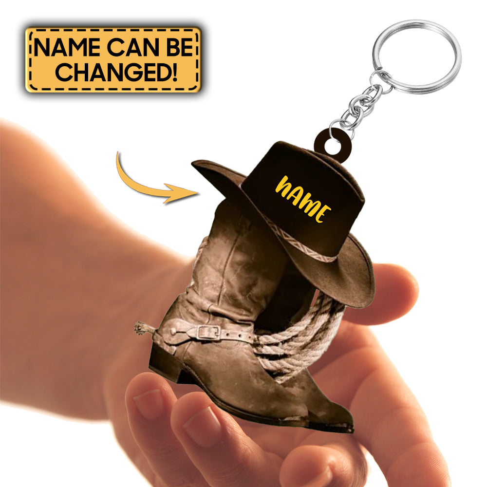 Personalized Boots And Hat Cowboy & Cowgirl Flat Acrylic Keychain