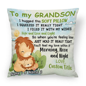 Personalized Granddaughter Grandson Lion Hug This Pillow