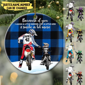 Personalized Motocross Ceramic Circle Ornament-Christmas Gift For Son