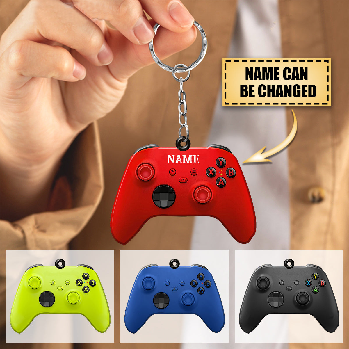 Personalized Xbox Playstation Gamer Shaped Acrylic Keychain