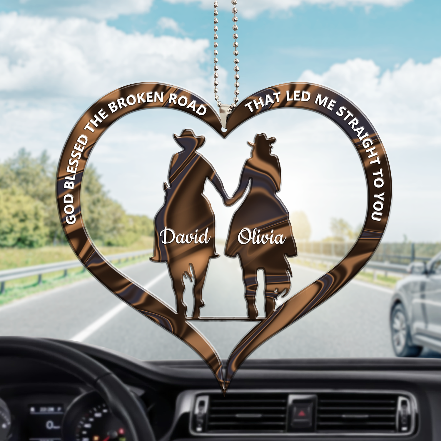 Cowboy and Cowgirl Holding Hands God Blessed Personalized Keychain -  newsvips