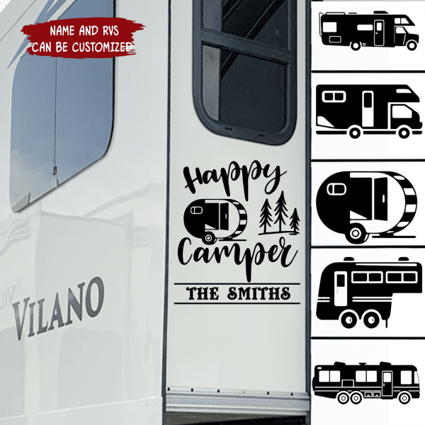 Camping Doormat Customized RV And Name Happy Campers Doormat - newsvips