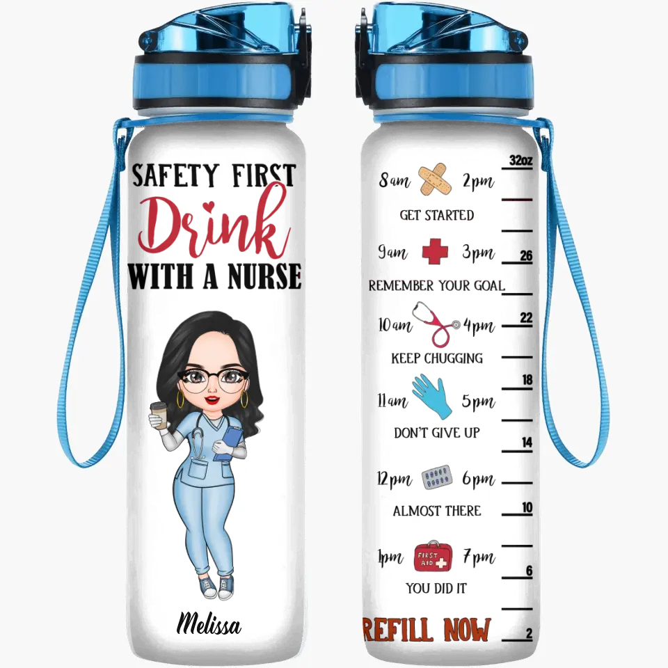 Straight Outta Night Shift - Gift For Nurses - Personalized Custom Water  Tracker Bottle