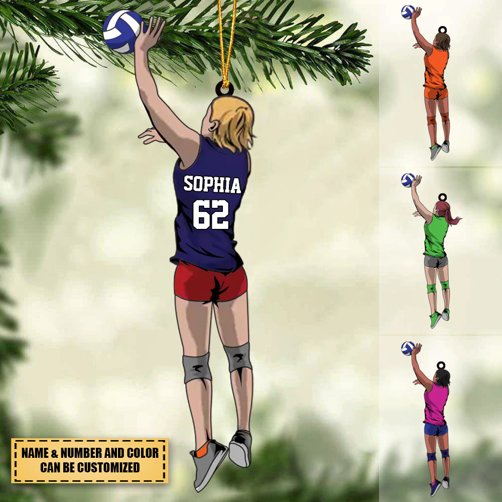 Personalized Volleyball Player Hitting Ball Chritsmas Ornament for Volleyball Girls