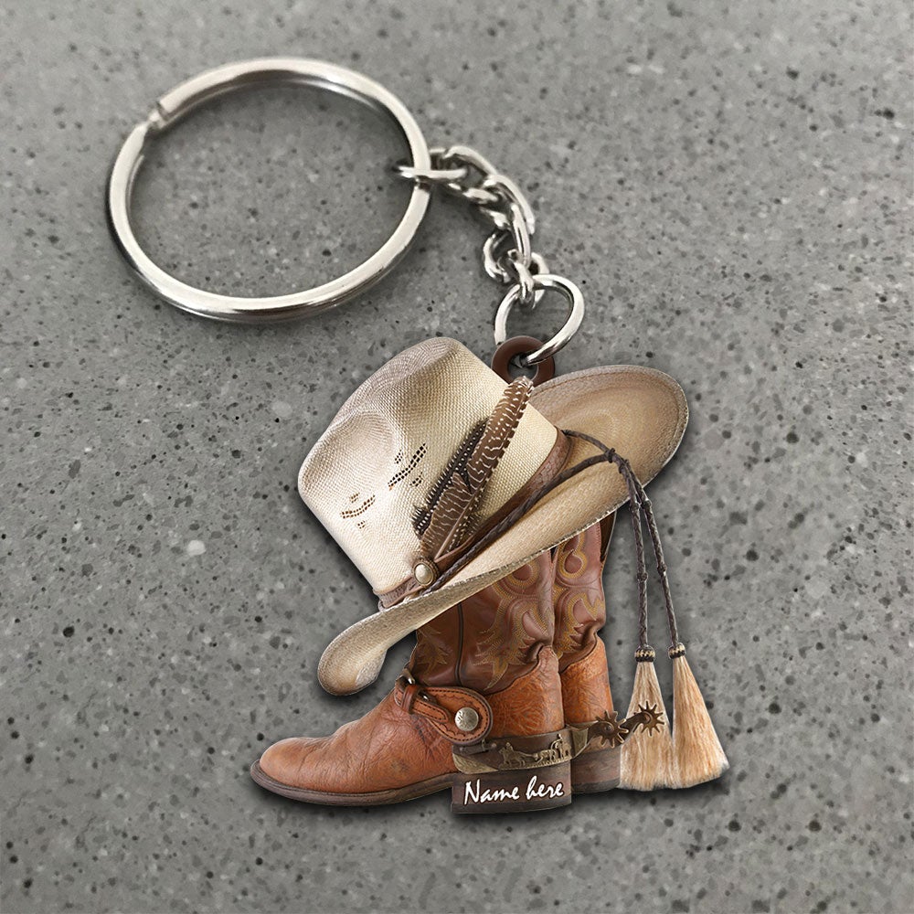 Personalized Boots And Hat Cowboy & Cowgirl Flat Acrylic Keychain