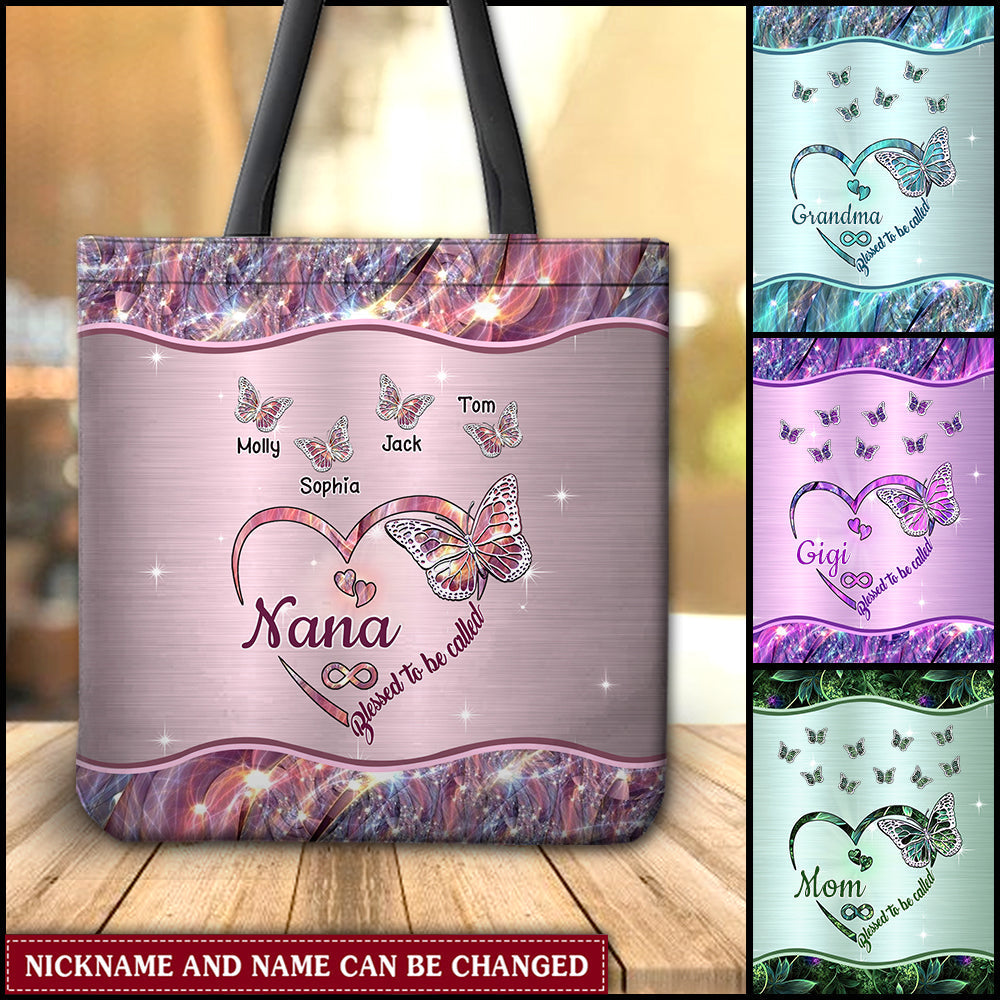  Personalised Pink Color Name with Butterflies Tote Bag