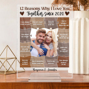 Custom Photo Reasons Why I Love You Acrylic Plaque - Birthday, Anniversary Gift For Couple