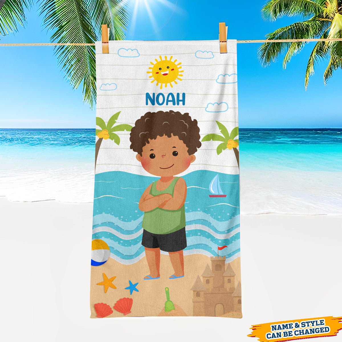 Kid On The Beach - Personalized Beach Towel