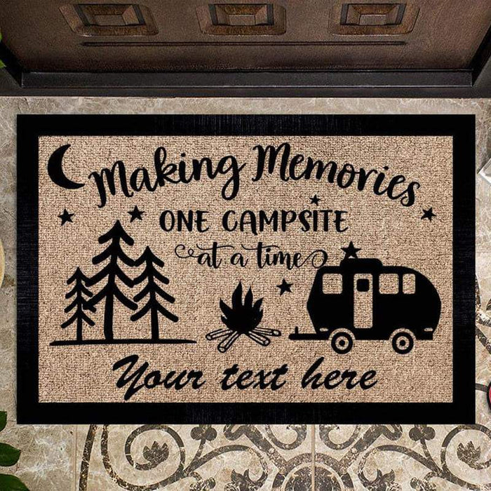 Happy Campers Camping Personalized Patio Rug Patio Mat - newsvips