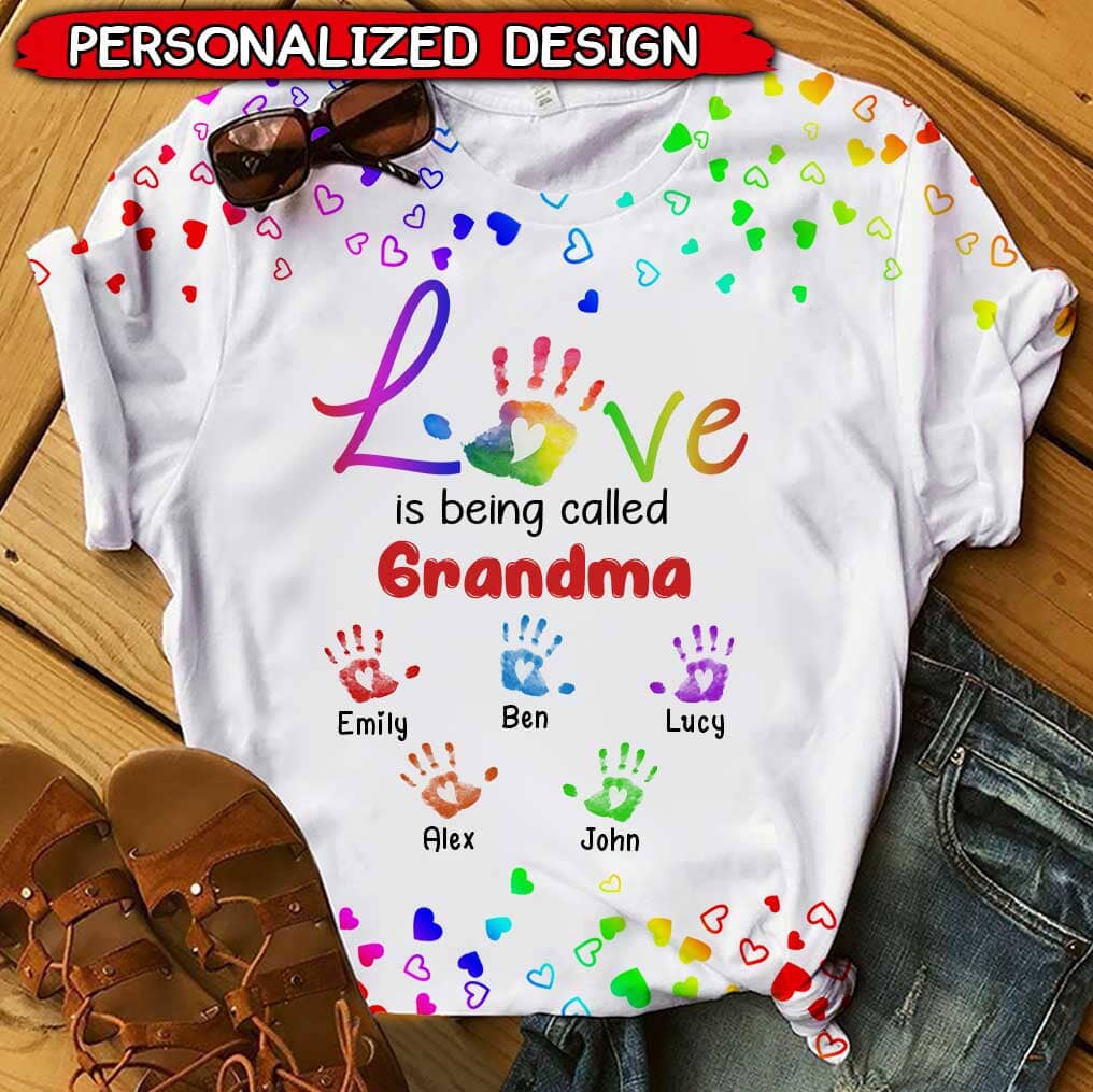 Colorful Rainbow Grandma Mom Handprint Kids, Love Is Being Called Nana ...