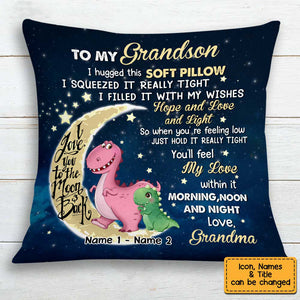 Grandma Dinosaur On The Moon Pillow