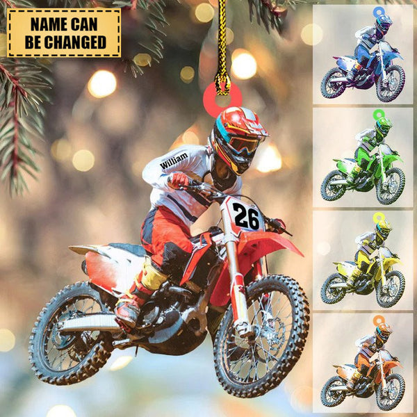 PERSONALIZED DIRT BIKE Boots Christmas Light Ornament - newsvips