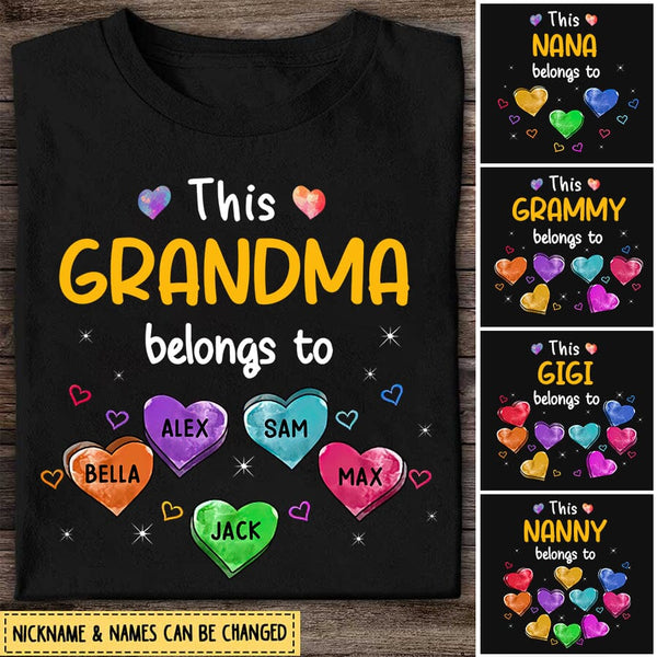 Personalized This Grandma Belongs To Sweet Heart Grandkids T-Shirt ...