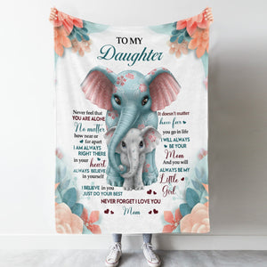 Elephant, From Mom To My Son Daughter You Will Always Be My Little Girl Little Boy Fleece Blanket Personalized Gift For Daughter Son