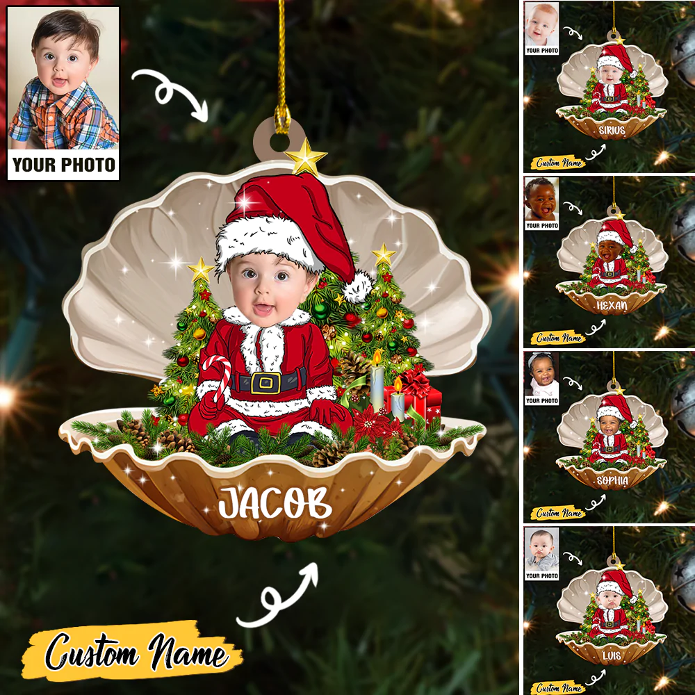 Cute Baby Elf Ornament Custom Name Christmas Ornament