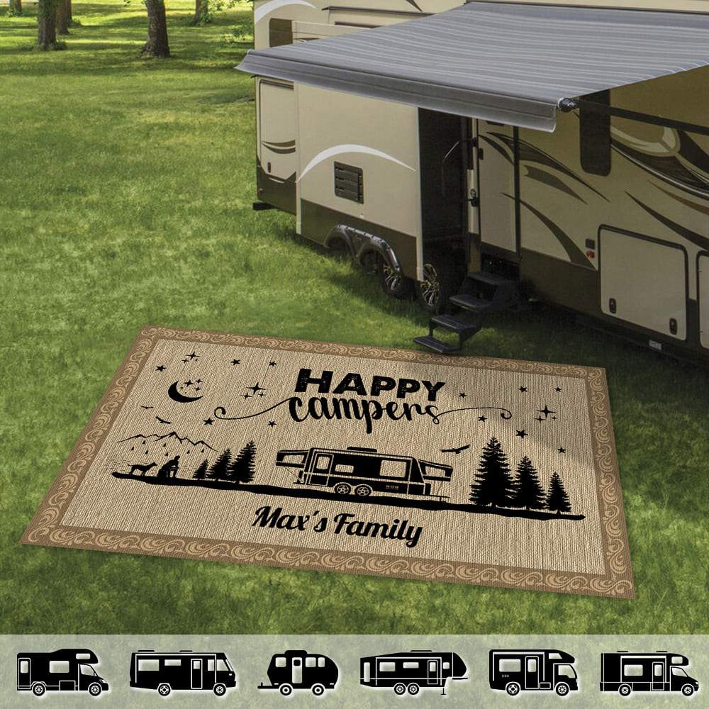 Happy Camper Camping Front Door Floor Entrance Mat Indoor Mountain Camp  Bath Kitchen Doormat Garage Carpet Rug Footpad