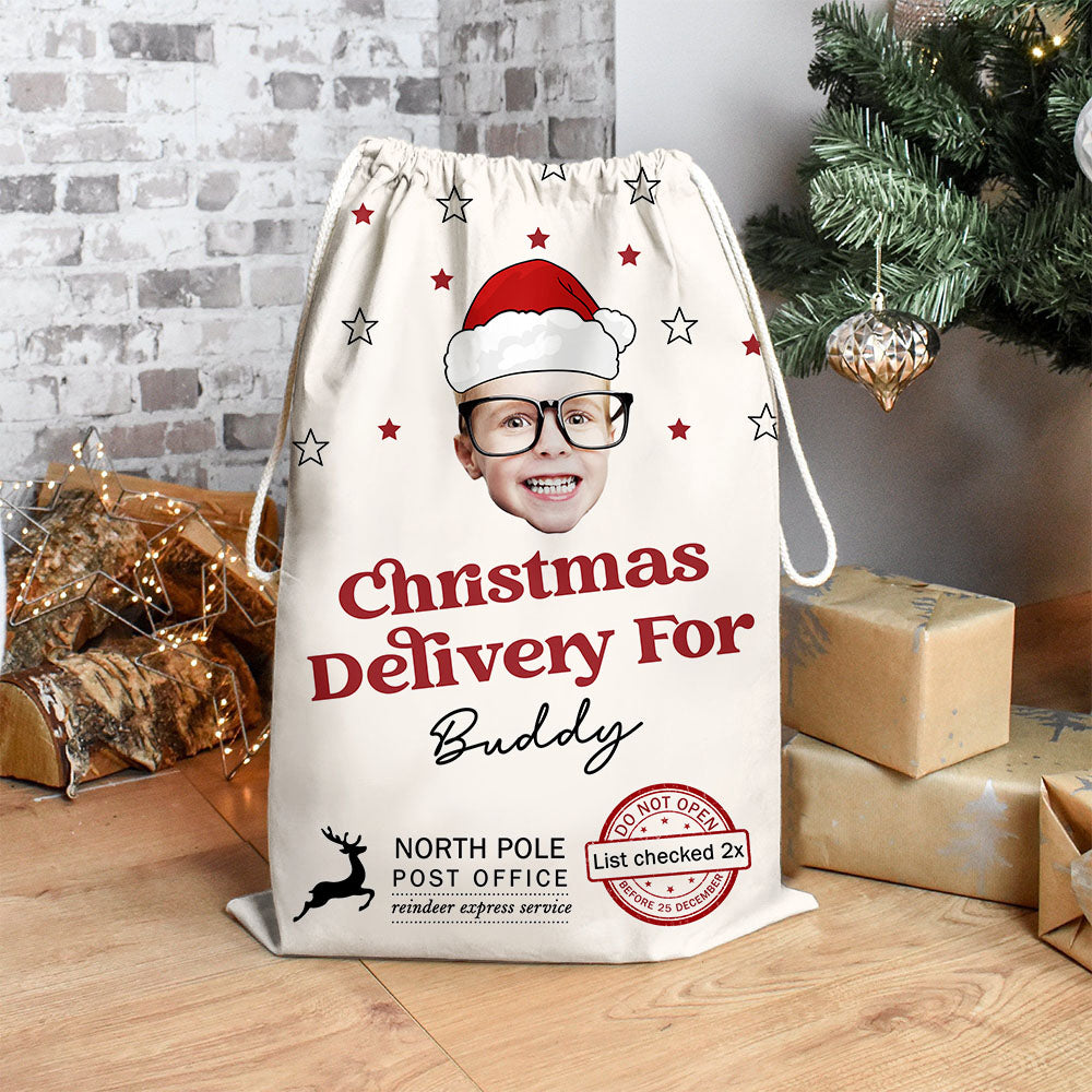 Custom Christmas Delivery Face Photo Family Christmas Bag, Christmas Gift