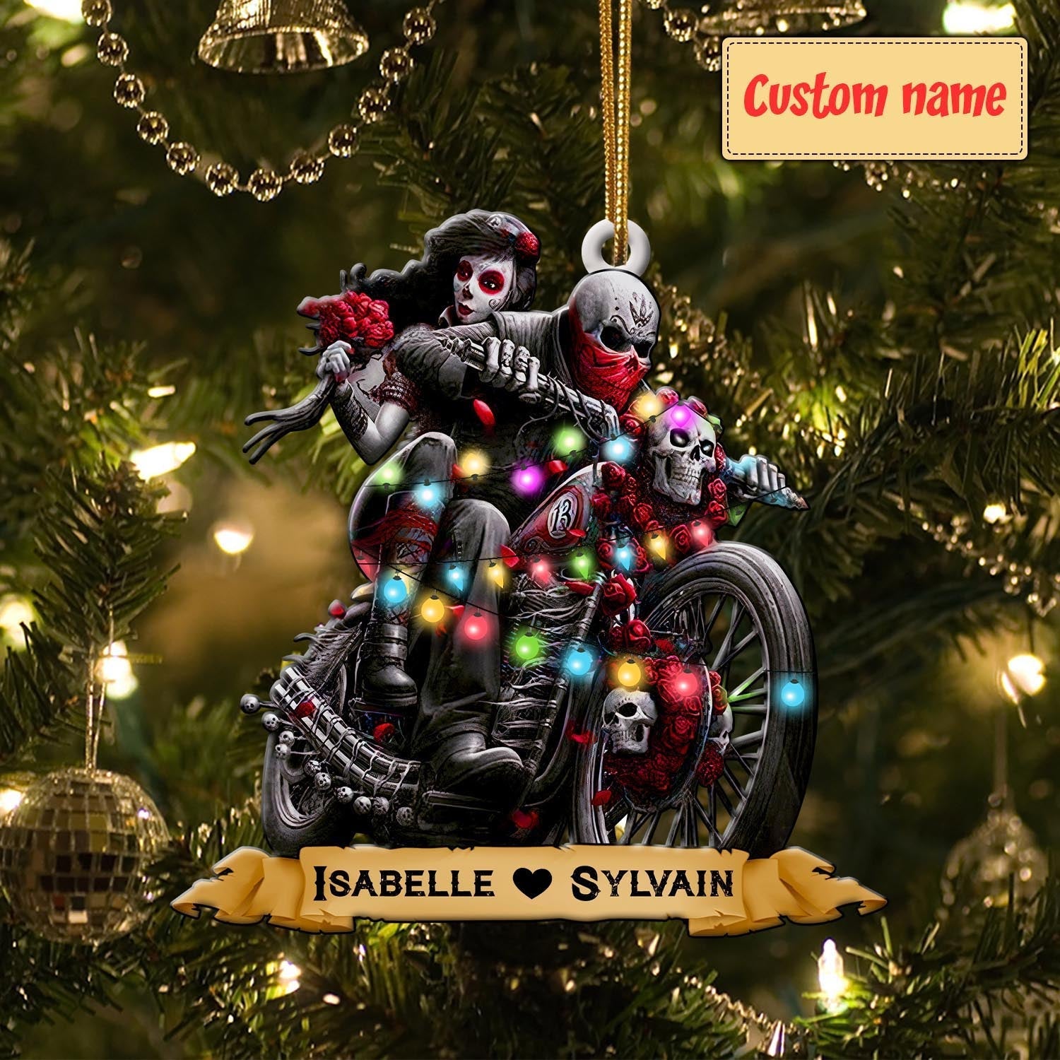 PERSONALIZED DIRT BIKE Boots Christmas Light Ornament - newsvips