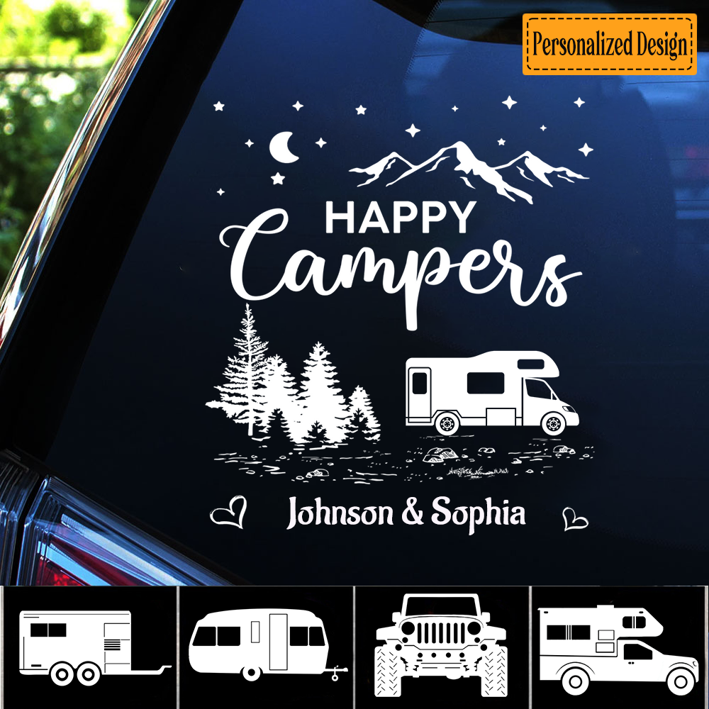 Happy Campers Camping Personalized Patio Rug Patio Mat - newsvips